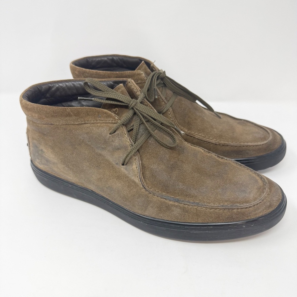 Tods Mens Size 9 Brown Suede Chukka Boots Moc Toe Lace Up Made in Italy